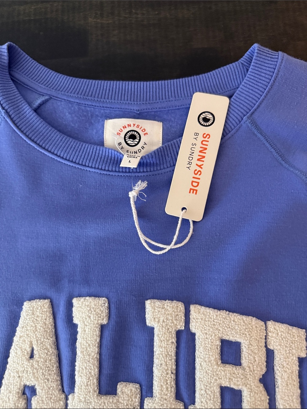 Sunnyside by Sundry Periwinkle Malibu Super Soft Crew Neck Sweatshirt Size Large - Picture 3 of 6